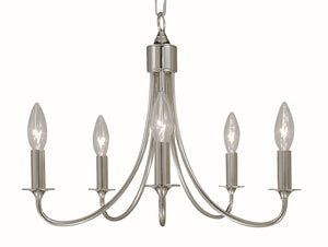 Framburg 5-light Mini Chandelier - Elegant Usa-made Design With Organic Glass Shapes For Modern Spaces Polished Silver Metal 1004 Ps