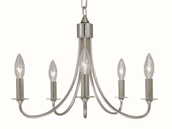 Framburg 5-light Mini Chandelier - Elegant Usa-made Design With Organic Glass Shapes For Modern Spaces Polished Silver Metal 1004 Ps