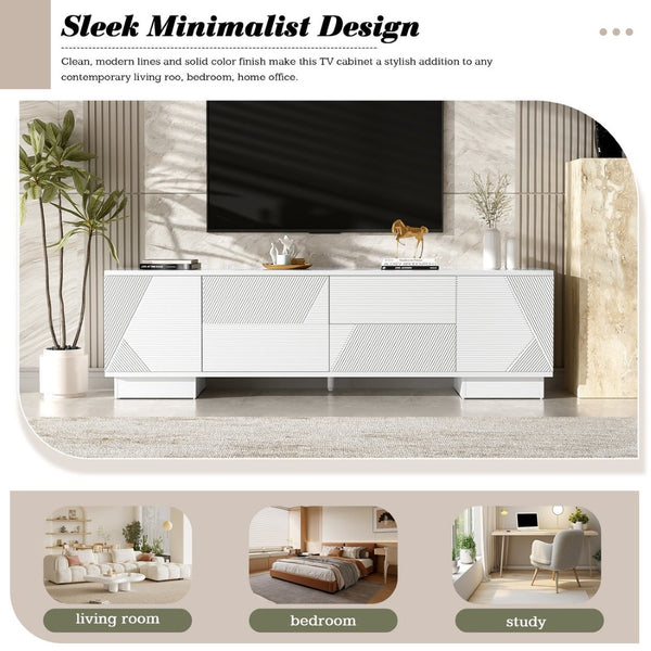 English Elm Vibe Haus Minimalist Media Console with Cabinets and Drawers for Living Room N724P360376K
