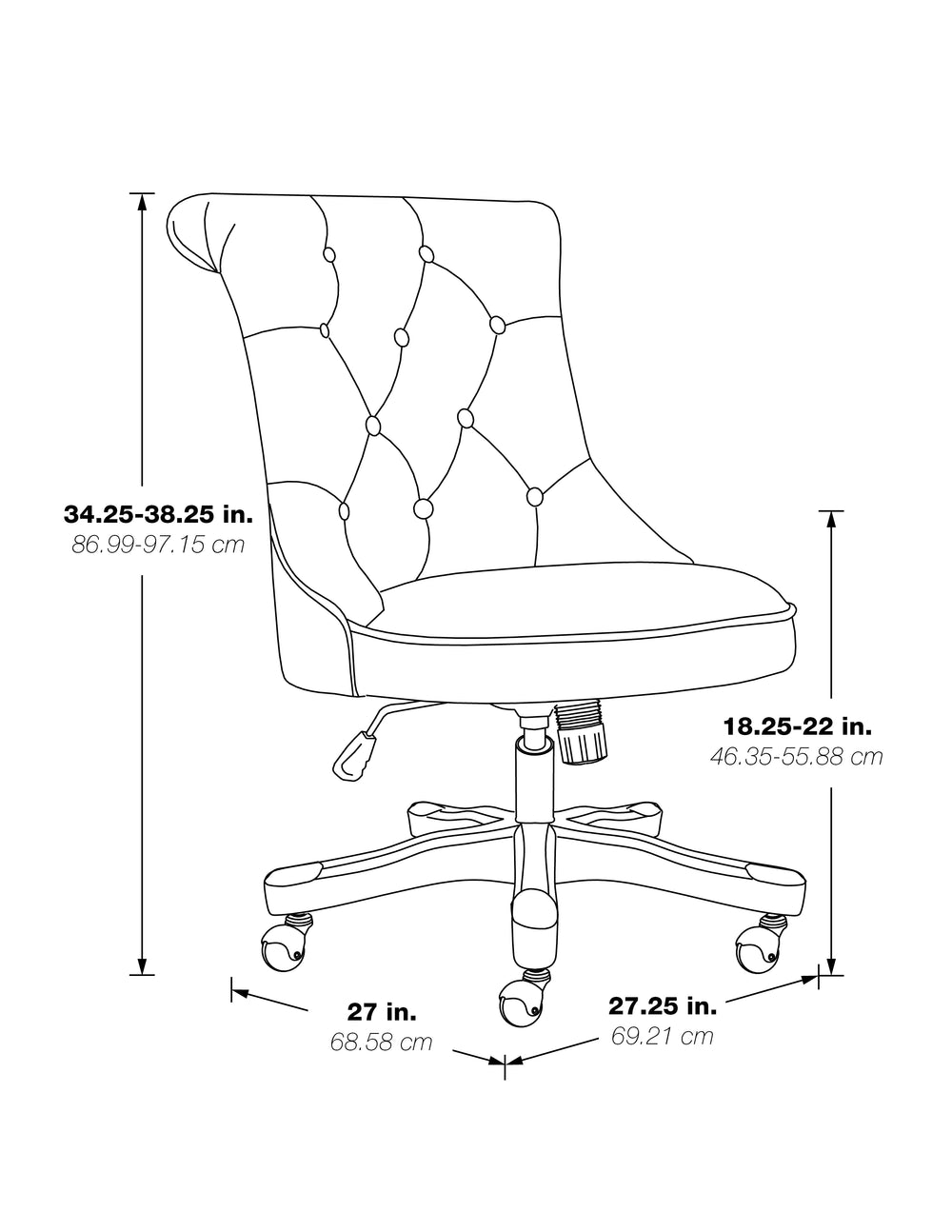 OSP Home Furnishings Hannah Tufted Office Chair Mist