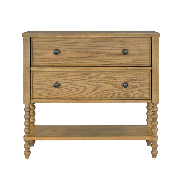 JLA Home Madison Park Signature - 2 Drawer Accent Chest with Solid Wood Frame, Turned Legs, Antique White Finish & Deep Storage Natural MPS130-0306