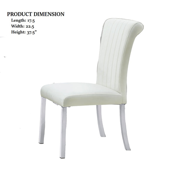 English Elm 2p Channel Tufted Side Chair with Sleek Contemporary Profile, Minimalist Upholstered Seat for Dining Silver,White 26 L x 19 W x 17 H B2741P404871