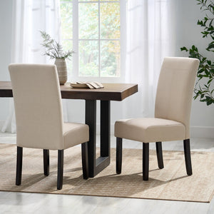 English Elm Pertica Upholstered Dining Chairs with T-stitch Detail Set of Two Modern Wood Leg N769P368552M