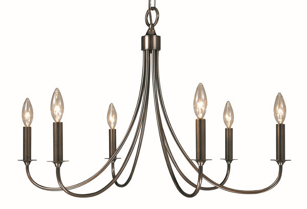 Framburg 6-light Elegant Dining Chandelier With Organic Glass Shapes, Made In The Usa For Timeless Style Roman Bronze Metal 1006 Rb