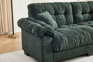 English Elm Casual Chenille Pleated Sofa - Modern Green 3-Seater With Stylish Comfort For Any Living Space W2100S00316