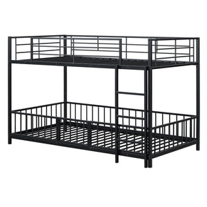English Elm Twin Twin over Twin metal bunk bed with slide, guardrails and convertible loft design for safety and playfulness Black SF000169AAB