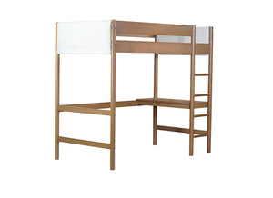 English Elm Twin Triple Rubberwood Bunk Bed with Ladders & Guardrails, Space-Saving Modular Design for Families Natural W504S00183