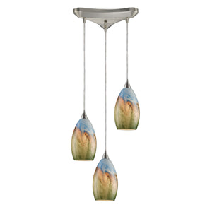 Geologic 10'' Wide 3-Light Pendant - Satin Nickel 10077/3 Elk Lighting