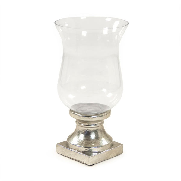 Zentique Distressed Metallic Silver Glass Accent Decor with Sculptural Stoneware Finish for Modern Glam Interiors W10.5 x H19 x D10.5 10079L A840
