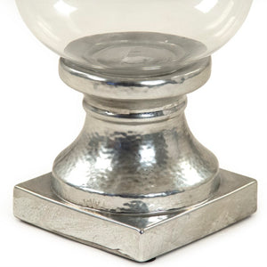 Zentique Distressed Metallic Silver Glass Accent Decor with Sculptural Stoneware Finish for Modern Glam Interiors W7 x H13.5 x D7 10079S A840