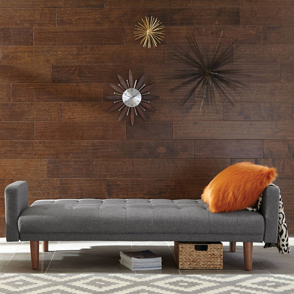 English Elm Mohawk Grey Tufted Convertible Sofa Bed with Walnut Legs — Modern Chic, Plush Comfort & Durable Build B062P328723