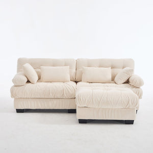 English Elm Modular Cloud Sectional with Ottoman Deep Seat Flannelette Sofa for Living Room Beige W2120S00025