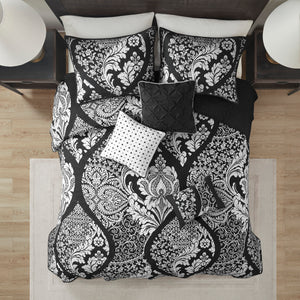 English Elm 6 Madison Park Vienna 6 Piece Reversible Cotton Quilt Set Full/Queen Damask Sateen OEKO-TEX Certified B03597639