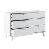 6-Drawer Groove Handle Solid Wood Dresser White BR6DSLDRWH-T Walker Edison