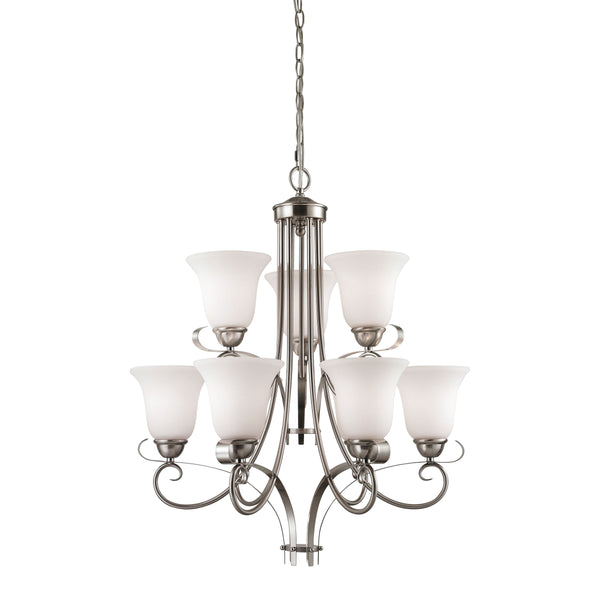 Thomas Lighting Brighton Three Light Chandelier Brushed Nickel with Forged Arms for Dining Entryway 25 inches 1009CH/20