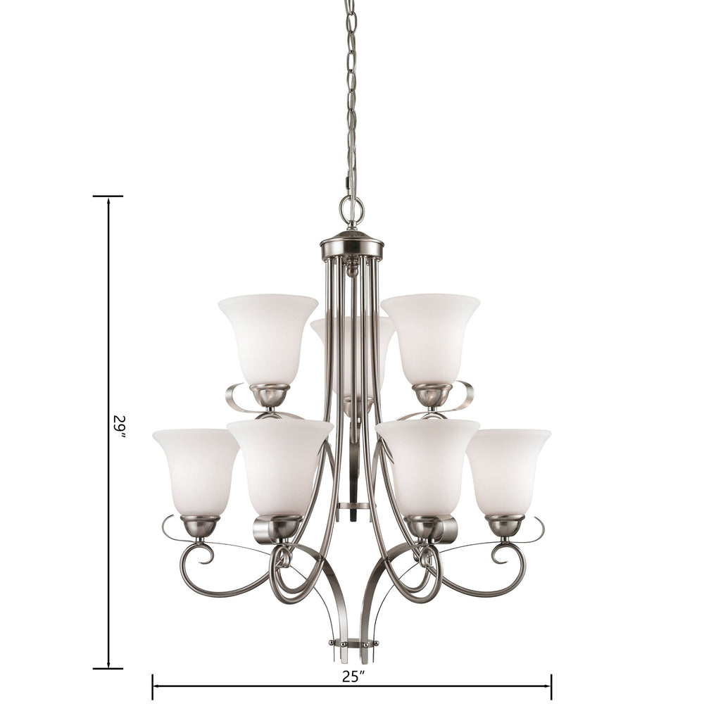 Thomas Lighting Brighton Three Light Chandelier Brushed Nickel with Forged Arms for Dining Entryway 25 inches 1009CH/20
