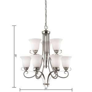 Thomas Lighting Brighton Three Light Chandelier Brushed Nickel with Forged Arms for Dining Entryway 25 inches 1009CH/20