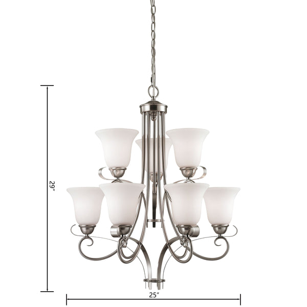 Thomas Lighting Brighton Three Light Chandelier Brushed Nickel with Forged Arms for Dining Entryway 25 inches 1009CH/20