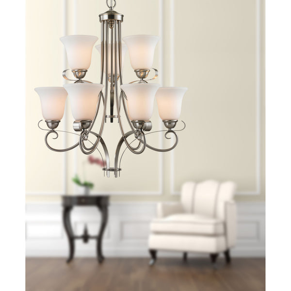 Thomas Lighting Brighton Three Light Chandelier Brushed Nickel with Forged Arms for Dining Entryway 25 inches 1009CH/20
