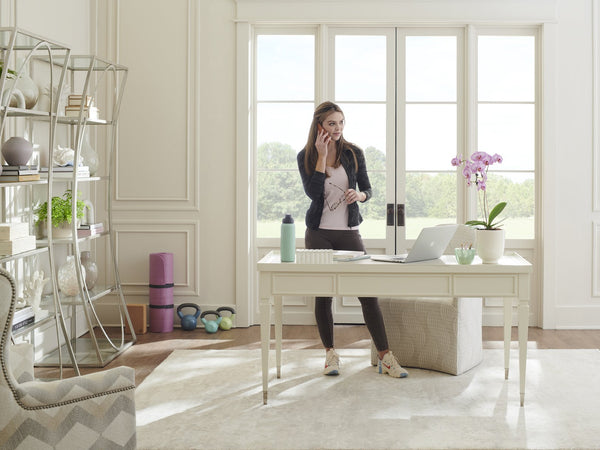 Lexington Sligh Fremont Writing Desk - Elegant Maple Design With Polished Nickel Accents & Versatile Storage Solutions Ivory Wood 100am-410