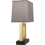 Robert Abbey Doughnut Table Lamp Natural Brass Finish Rectangular Smoke Gray Shade