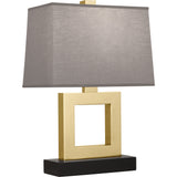 Robert Abbey Doughnut Table Lamp Natural Brass Finish Rectangular Smoke Gray Shade