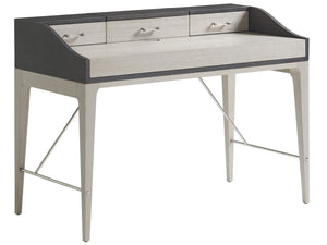 Lexington Sligh Anthology Linen Writing Desk - Stylish Slate Gray Design With Usb Power, Storage, And Drawers Gray Wood 100ln-410