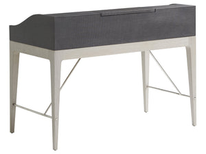 Lexington Sligh Anthology Linen Writing Desk - Stylish Slate Gray Design With Usb Power, Storage, And Drawers Gray Wood 100ln-410