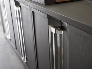 Lexington Sligh Anthology Linen Media Console - Stylish Gray Finish With Adjustable Shelves, Cord Management & Metal Accents Gray Wood 100ln-661