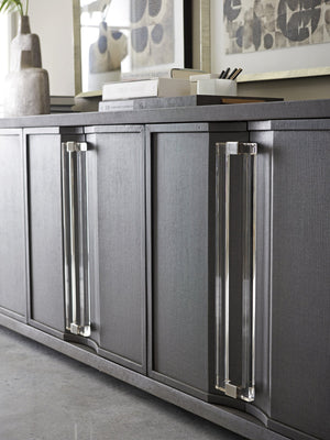 Lexington Sligh Anthology Linen Media Console - Stylish Gray Finish With Adjustable Shelves, Cord Management & Metal Accents Gray Wood 100ln-661