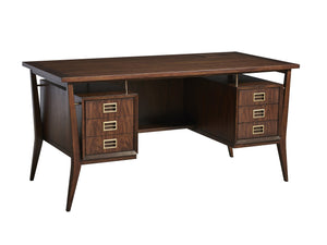 Lexington Sligh Cranbrook Writing Desk - Elegant Mid-century Design With Usb Ports, Storage Drawers & Unique Finishes Gray Wood 100mc-410