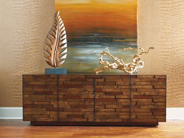 Lexington Sligh Criss Cross Media Console - Stylishly Designed With Custom Finishes, Perfect For Home & Office Decor! Light Brown Wood 100nl-661