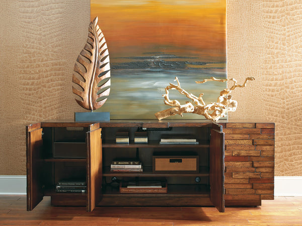 Lexington Sligh Criss Cross Media Console - Stylishly Designed With Custom Finishes, Perfect For Home & Office Decor! Light Brown Wood 100nl-661