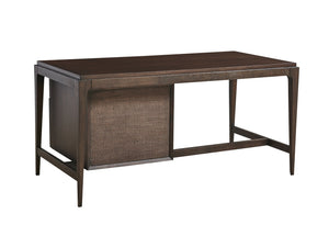 Lexington Sligh Irving Writing Desk - Stylish Walnut Desk With Usb Power, File Storage & Elegant Cane Accents Mocha Wood 100od-410