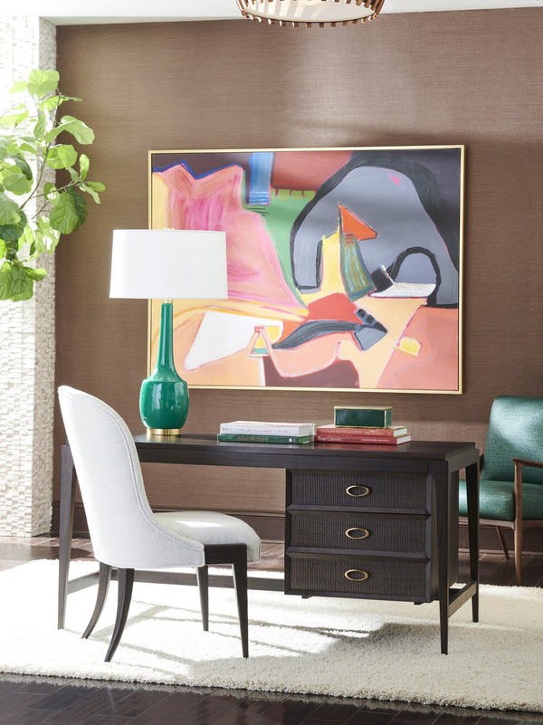 Lexington Sligh Irving Writing Desk - Stylish Walnut Desk With Usb Power, File Storage & Elegant Cane Accents Mocha Wood 100od-410