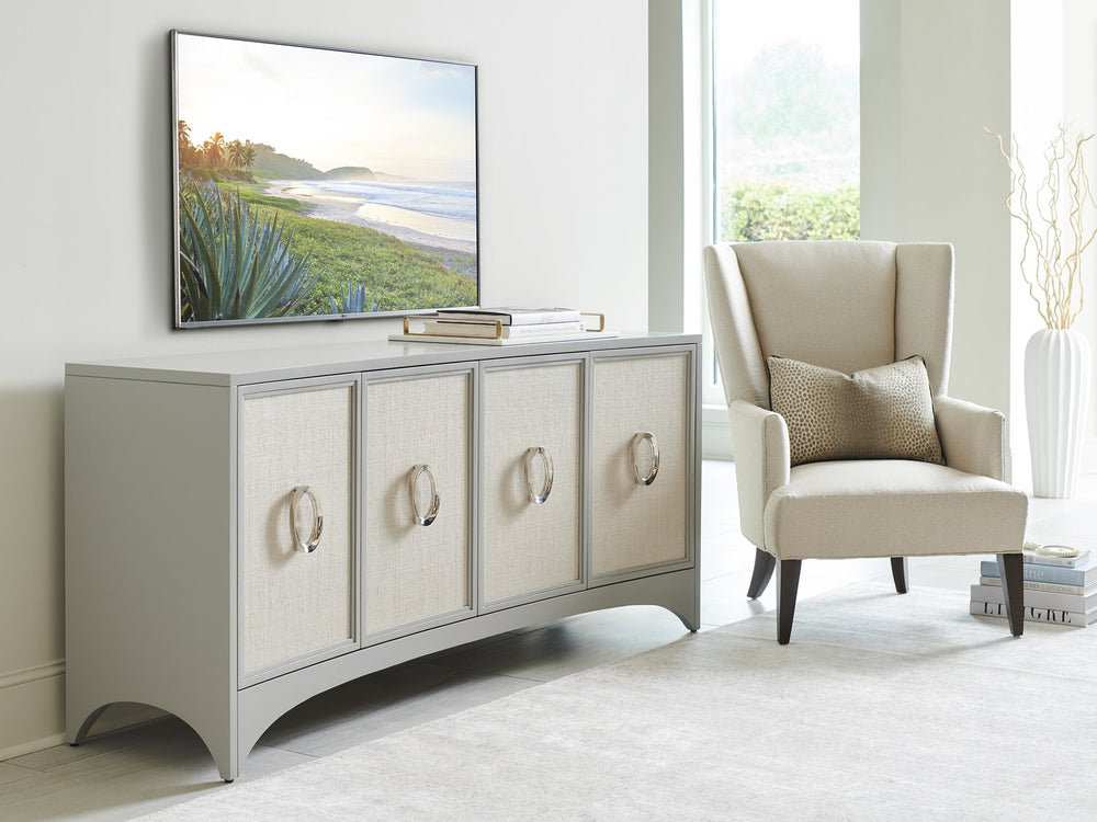 Lexington Sligh Newbury Park Raffia Media Console - Stylish Statement Piece With Custom Finishes & Adjustable Shelves  Wood 100rf-660