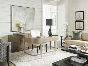 Lexington Sligh Hamilton Writing Desk - Elegant Neo-classical Design With Curved Front, Stylish Storage, And Finishes Gray Wood 100sd-410