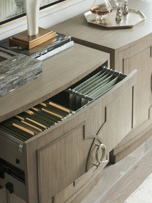 Lexington Sligh Claridge File Chest - Stylish Dove Gray Storage Solution With Bow Front, Locking Drawers & Unique Design Gray Wood 100sd-450