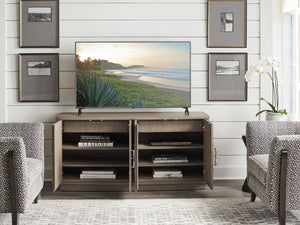 Lexington Sligh Grove Elegant Media Console With Curved Front, Stylish Storage, And Designer Finishes For Home Decor Gray Wood 100sd-660