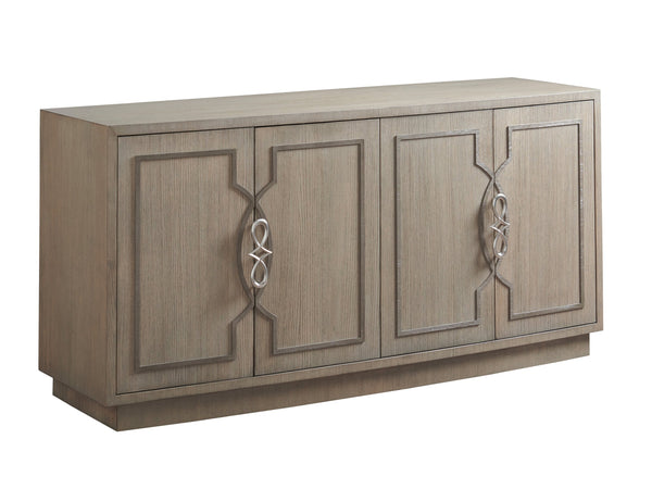 Lexington Sligh Grove Elegant Media Console With Curved Front, Stylish Storage, And Designer Finishes For Home Decor Gray Wood 100sd-660