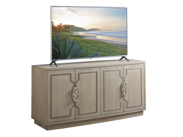 Lexington Sligh Grove Elegant Media Console With Curved Front, Stylish Storage, And Designer Finishes For Home Decor Gray Wood 100sd-660