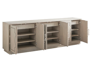 Lexington Sligh Grove Elegant Media Console With Curved Front, Stylish Storage, And Designer Finishes For Home Decor Gray Wood 100sd-661