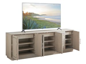 Lexington Sligh Grove Elegant Media Console With Curved Front, Stylish Storage, And Designer Finishes For Home Decor Gray Wood 100sd-661