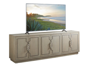 Lexington Sligh Grove Elegant Media Console With Curved Front, Stylish Storage, And Designer Finishes For Home Decor Gray Wood 100sd-661