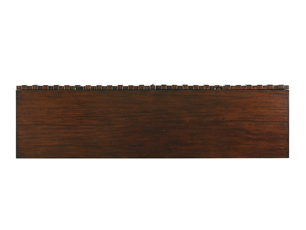 Lexington Sligh Quantum Media Console - Mid-century Modern Design With Adjustable Shelves & Stylish Brass Accents Dark Mahogany Wood 100wn-669