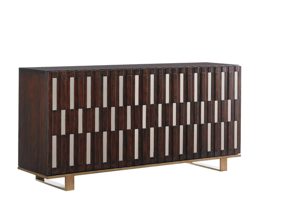 Lexington Sligh Quantum Media Console - Mid-century Modern Design With Adjustable Shelves & Stylish Brass Accents Dark Mahogany Wood 100wn-669