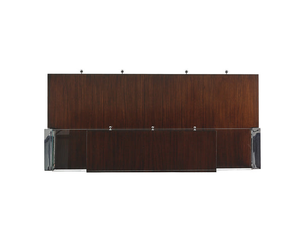 Lexington Sligh Andrea Writing Desk - Polished Stainless Base, Quartered Walnut Top, And Stylish Storage Options Dark Brown Wood 100ww-406