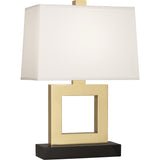 Robert Abbey Doughnut Table Lamp Natural Brass Finish Rectangular Snowflake Fabric Shade