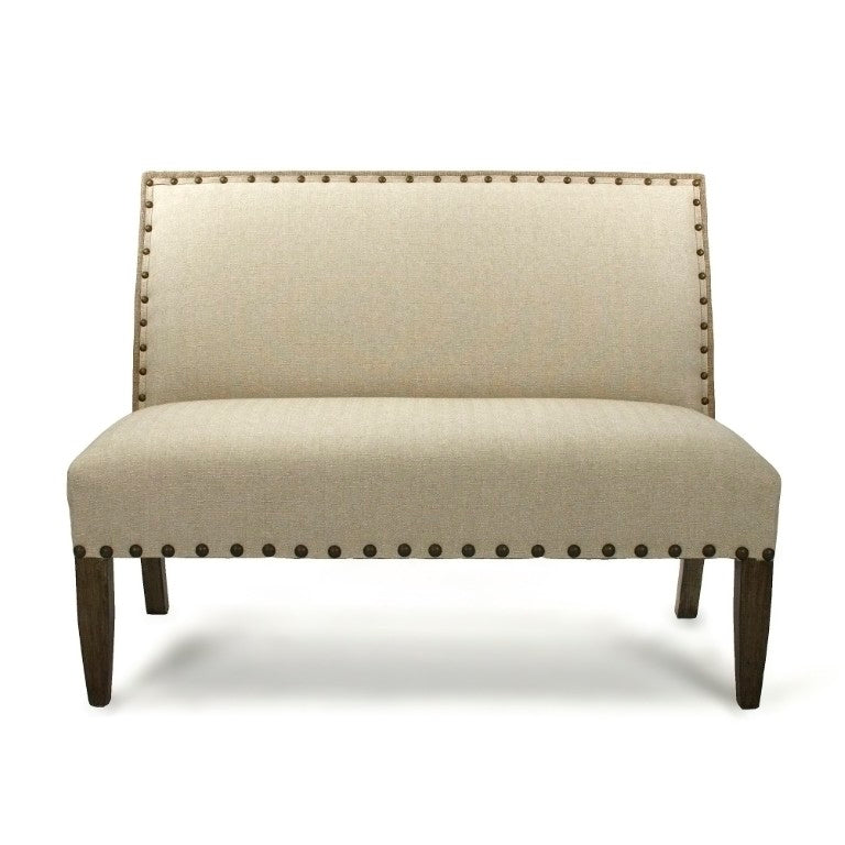 Zentique Bench Handcrafted Maple Upholstered Linen-Burlap 48" Seat | Durable Vintage Charm for Entryway Rooms #100 Bench