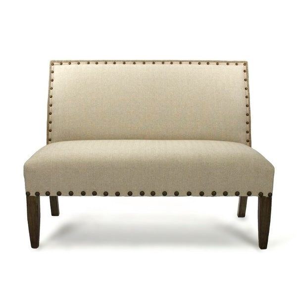 Zentique Bench Handcrafted Maple Upholstered Linen-Burlap 48" Seat | Durable Vintage Charm for Entryway Rooms #100 Bench